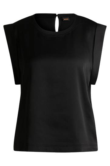 Потник BOSS BOSS Hammered Satin Sleeveless T-Shirt Черно | 50534865, 0