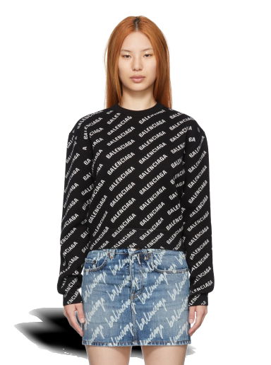 Пуловер Balenciaga Mini Allover Sweater Черно | 694255 T3233