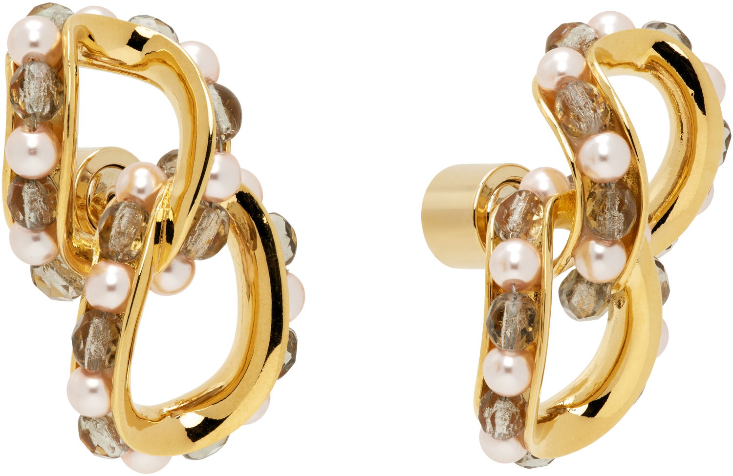 Обеци KIKO KOSTADINOV Kiko Kostadinov Kandel Gold-Tone, Pearl, and Smoky Quartz Earrings Жълто | KKWAW25ER02-156, 1