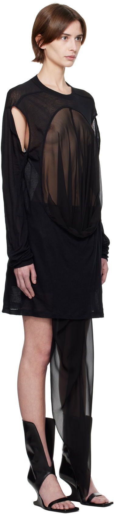 Pокля Rick Owens Rick Owens Draped Long Sleeve T-Shirt Бежово | RP01E7205 UCS, 4