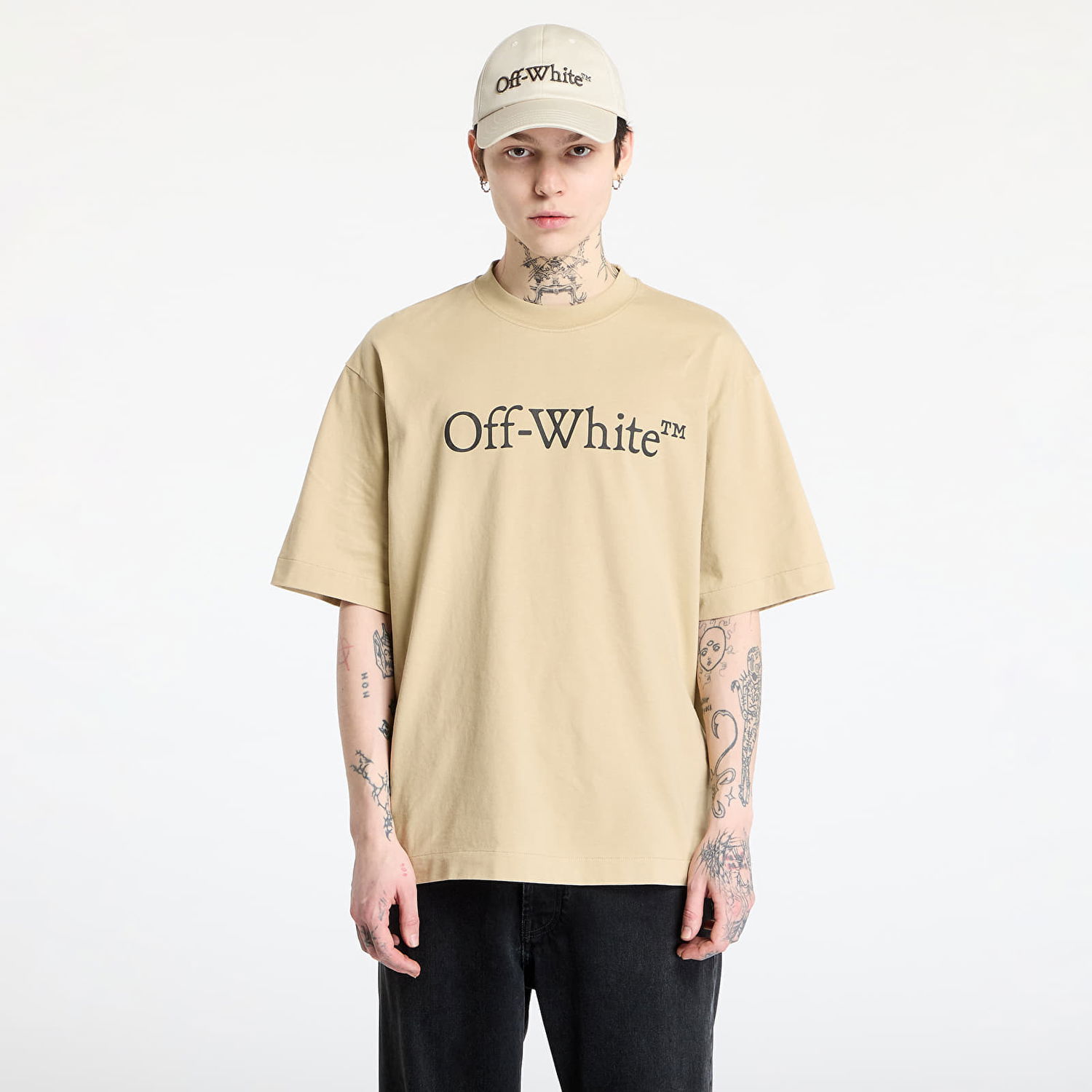 Тениска Off-White Off-White Big Bookish Skate Short Sleeve T-Shirt Бежово | OMAA120S25JER00K6110, 0