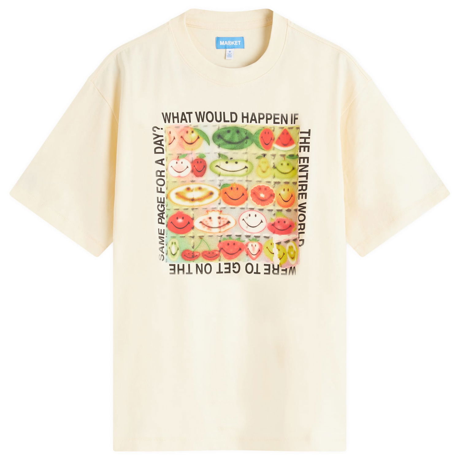 Тениска MARKET Smiley Same Page T-Shirt Бежово | 399002182-CRE, 0