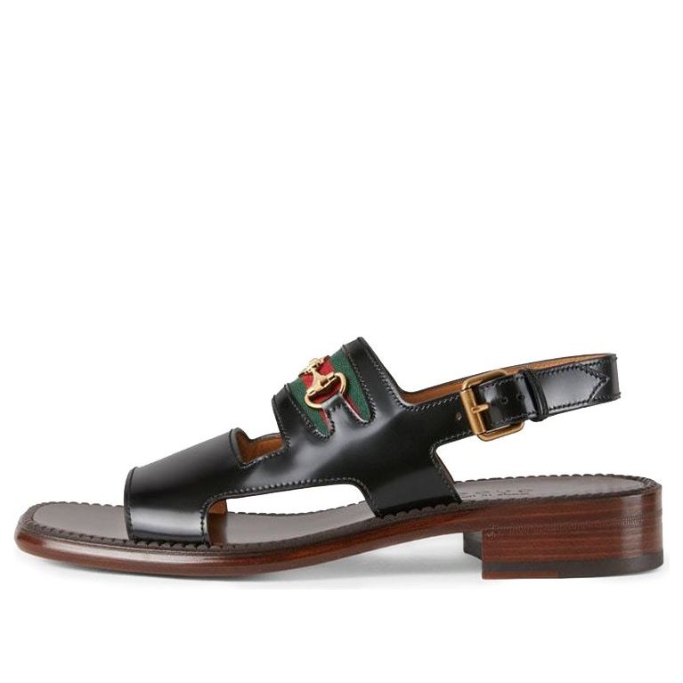 Кецове и обувки Gucci Briah Web Sandals Черно | 653895-DKSJ0-1060