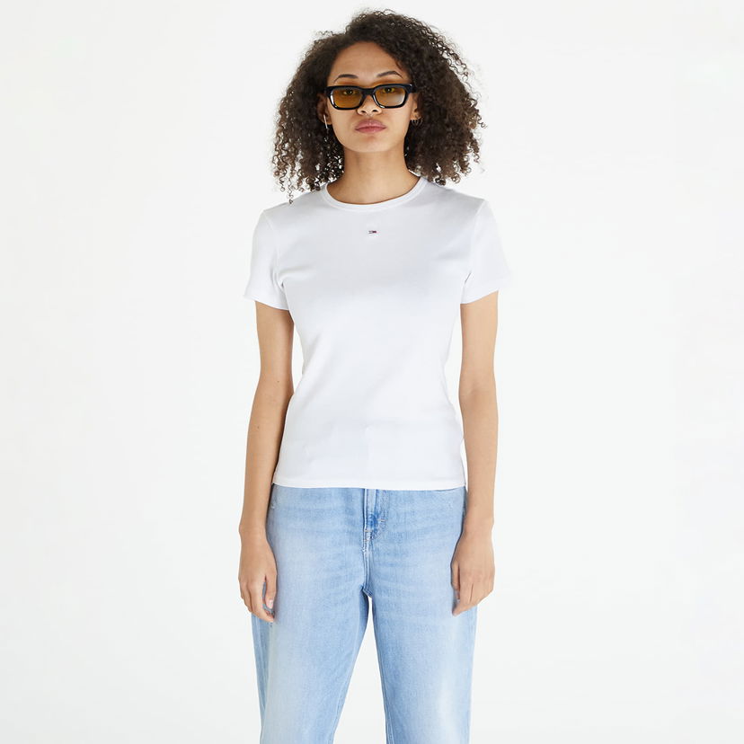 Тениска Tommy Hilfiger Tommy Jeans Slim Essential Rib Бяло | DW0DW17383 YBR