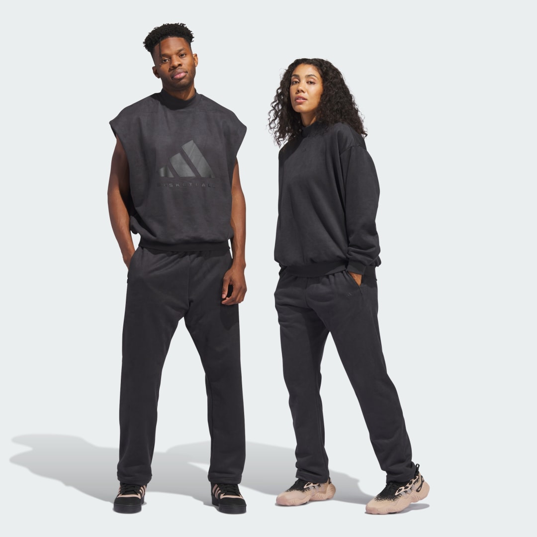 Панталони и дънки adidas Performance Basketball Sueded Черно | IN7708, 0