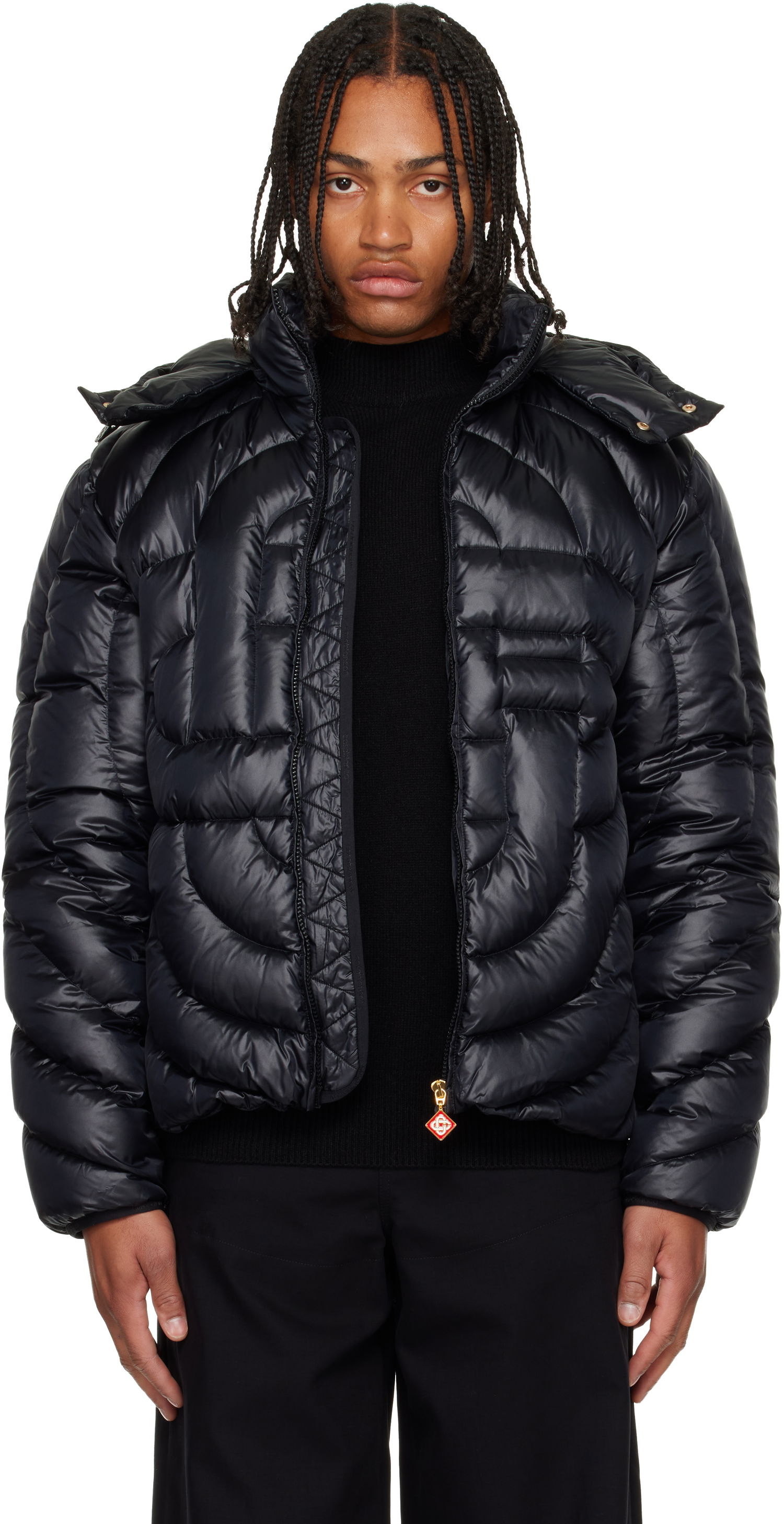 Пухо яке Casablanca Monogram Quilted Nylon Down Puffer Jacket Черно | M-AW25-OT-140-01, 0