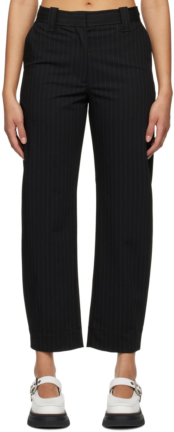 Панталони GANNI GANNI Pinstripe Trousers Черно | F7542, 0