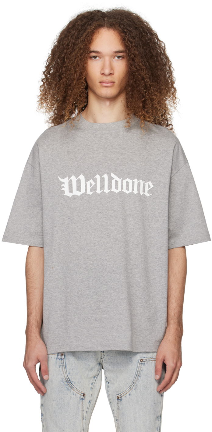 Тениска We11done We11done Gothic Logo T-Shirt Сиво | WD-TT0-24-899-U-MG, 0