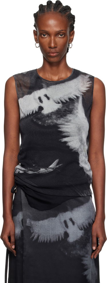 Потник Ann Demeulemeester Ann Demeulemeester Doves Printed Tulle Tank Top Черно | 2520-W-JTO05-FA657-D0097, 0