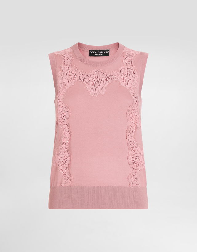 Dolce & Gabbana Women's Wool Tank Top with Lace Inlay