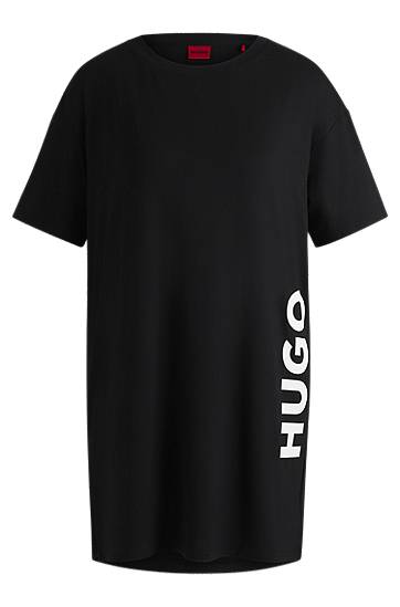 Тениска BOSS HUGO Relaxed-Fit Jersey T-Shirt Dress with Logo Print Черно | 50522897, 0