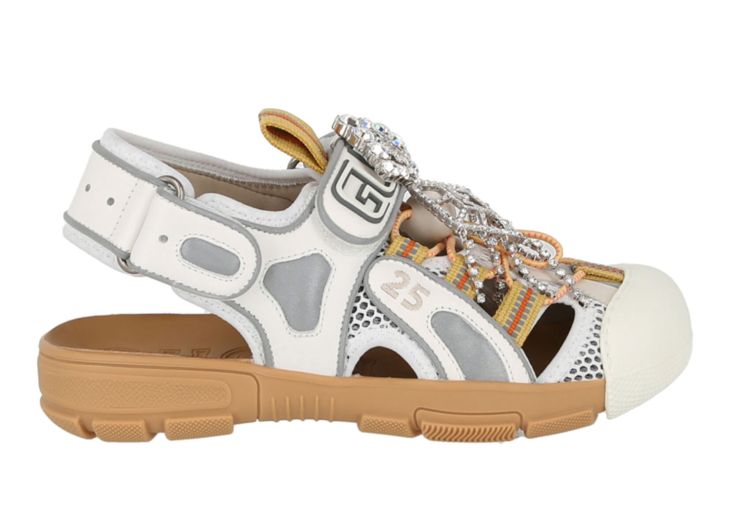 Кецове и обувки Gucci Tinsel Sport Sandals Crystal White Grey (Women's) Многоцветен | 571557 98D10 8475, 0