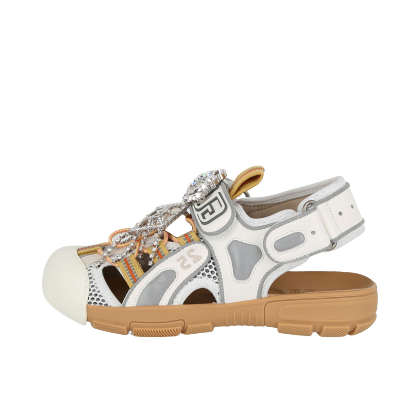 Кецове и обувки Gucci Tinsel Sport Sandals Crystal White Grey (Women's) Многоцветен | 571557 98D10 8475