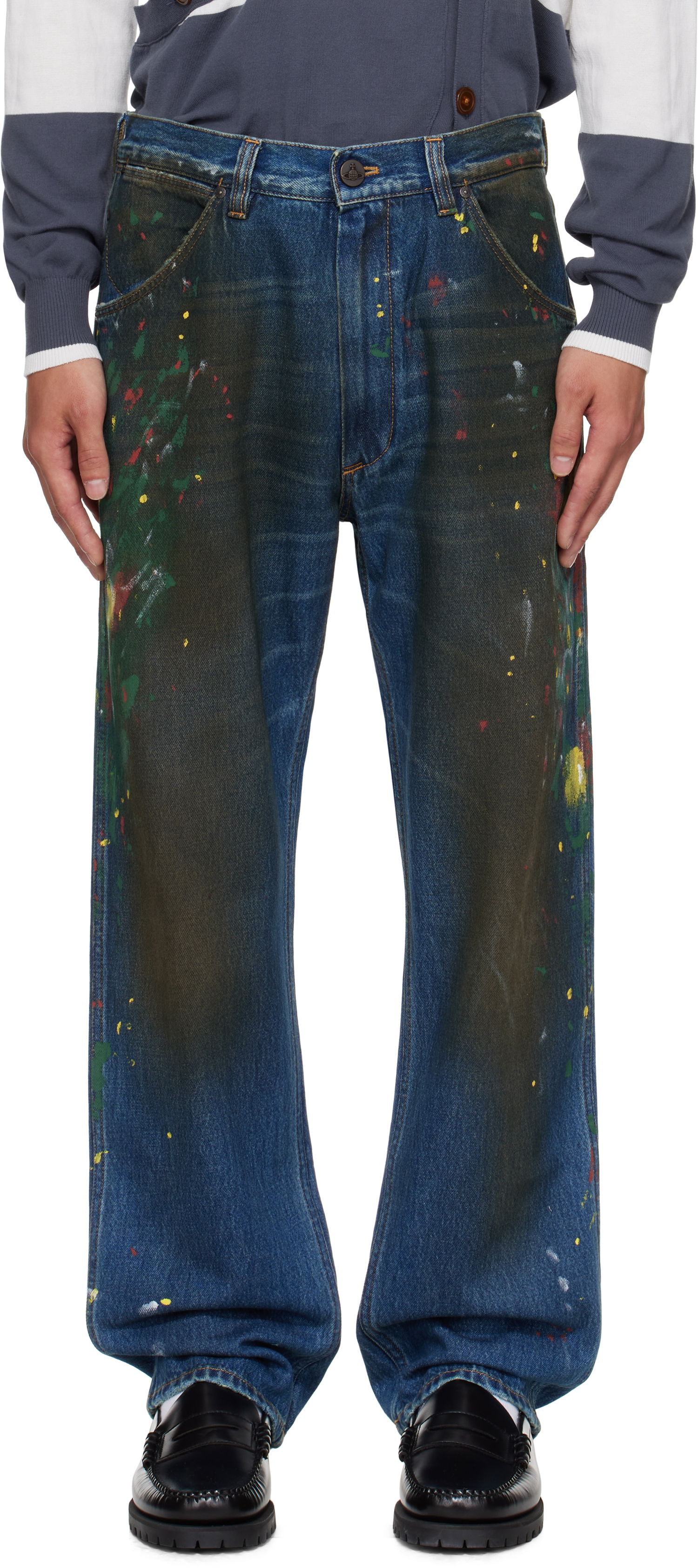 Дънки Vivienne Westwood Vivienne Westwood Ranch Paint Splatter Jeans Синьо | 3902000N-W0161-, 0