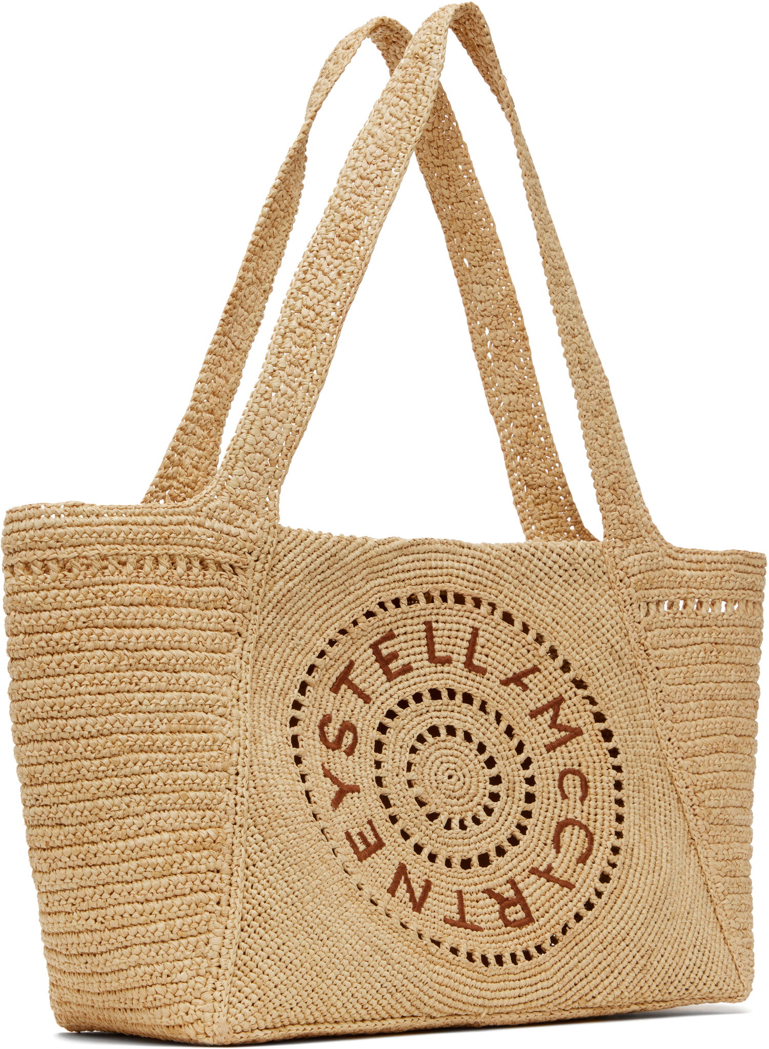 Голяма пазарска чанта Stella McCartney Stella McCartney Logo Raffia Medium Tote Бежово | 7B0107WP0375, 1