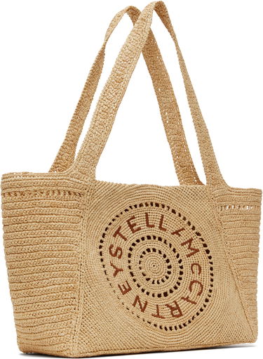 Голяма пазарска чанта Stella McCartney Stella McCartney Logo Raffia Medium Tote Бежово | 7B0107WP0375, 1