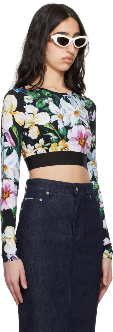 Съкратен топ Dolce & Gabbana Dolce&Gabbana Floral Print Activewear Crop Top Черно | F8N51T FSG8L, 1