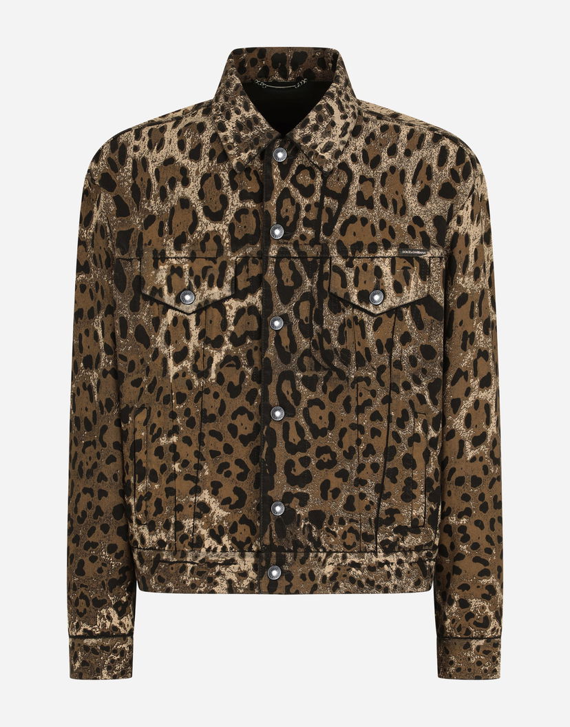 Яке Dolce & Gabbana Dolce & Gabbana Leopard Print Denim Jacket Кафяво | G9UW6DG8EI1S9001