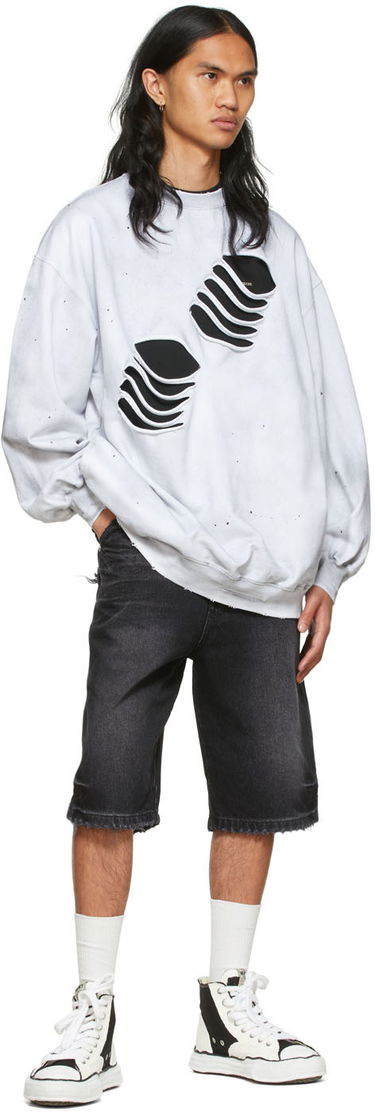 Суитчър We11done We11done Men's Distressed Graphic Sweatshirt Бяло | WD-TS1-22-713-U-WH, 3