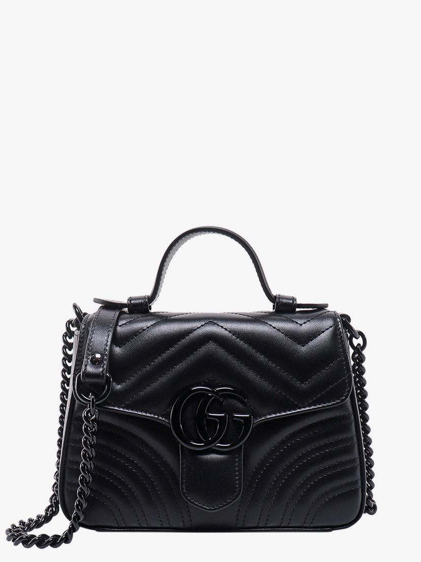 Дамска чанта Gucci Black Leather Mini GG Marmont Bag Черно | 702563DTDFV1000