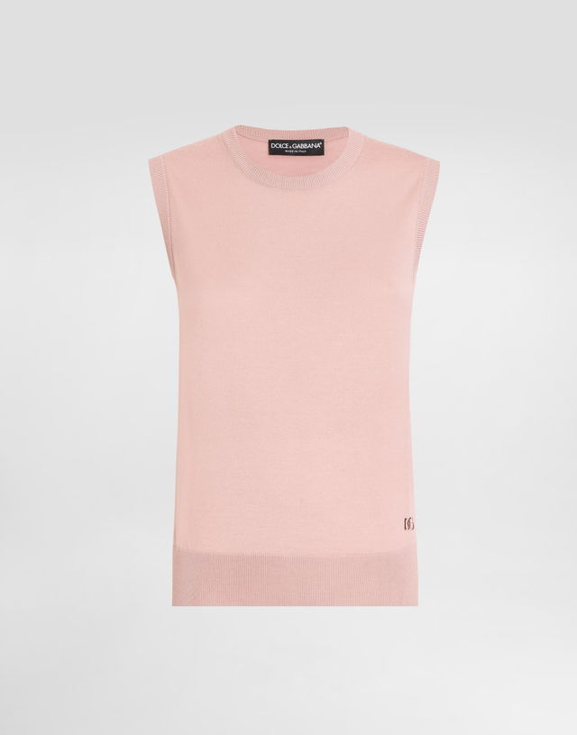 Dolce & Gabbana Women's Wool Tank Top with DG Logo Embroidery