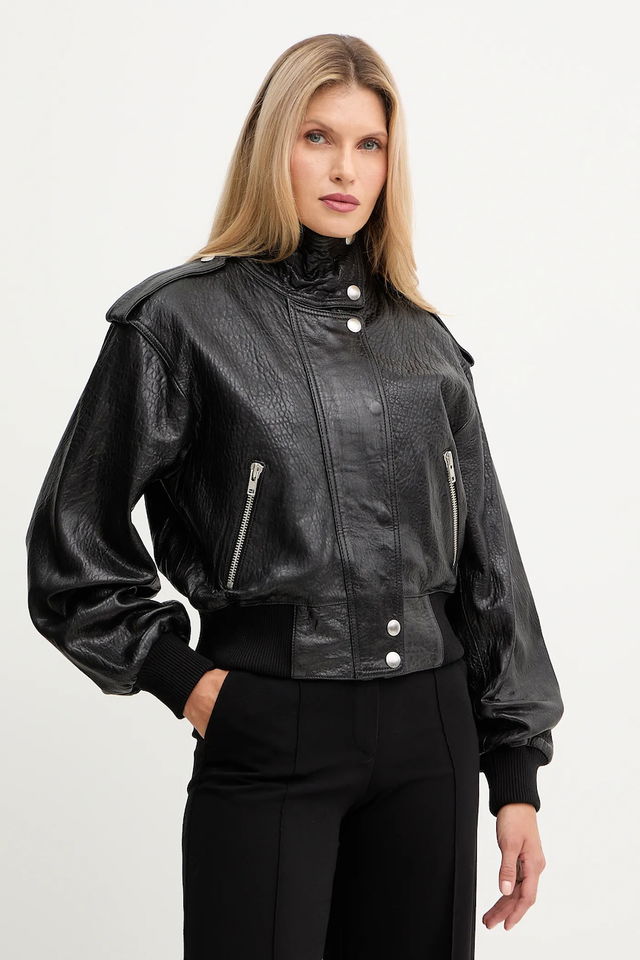 Stand Studio Ciara Oversized Leather Bomber Jacket