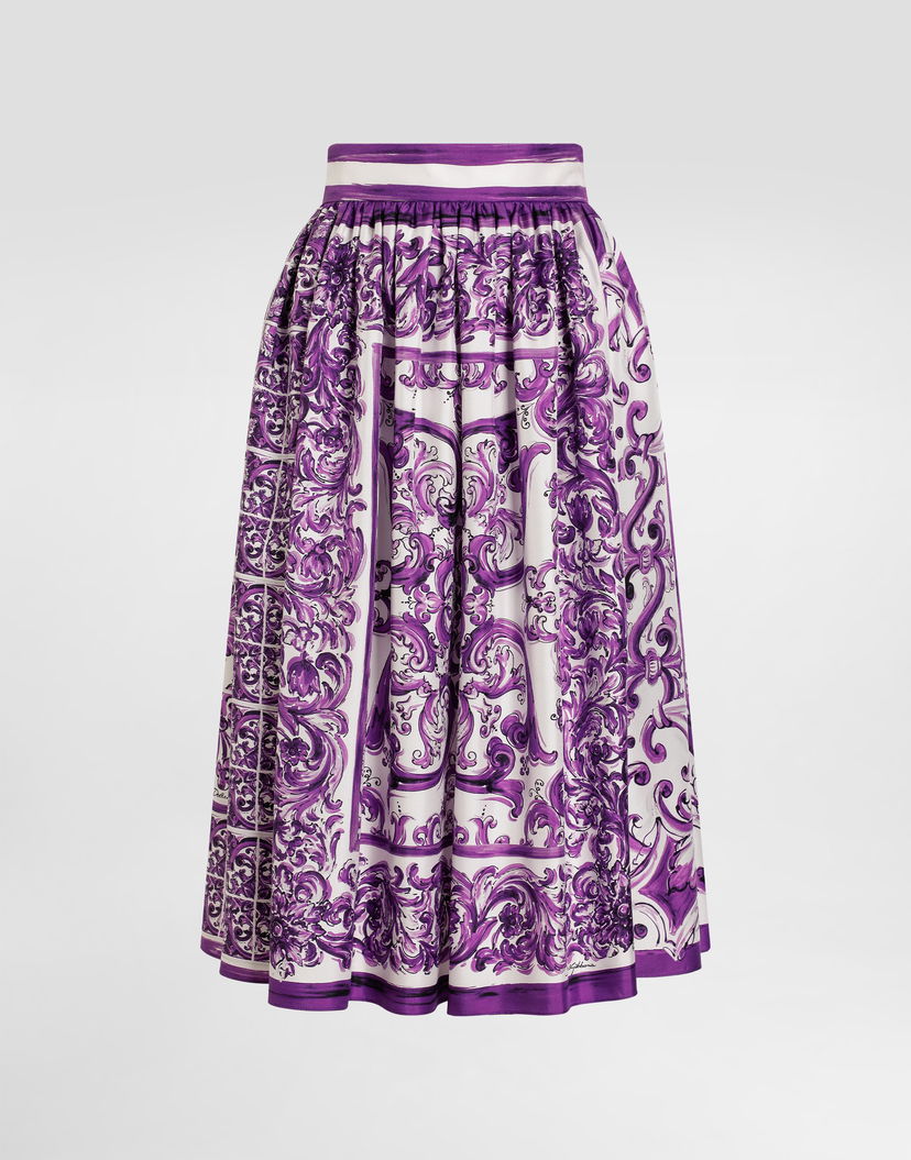 Пола Dolce & Gabbana Dolce & Gabbana Majolica-Print Twill Skirt Лилаво | F4C5LTHI1S5HP5DQ