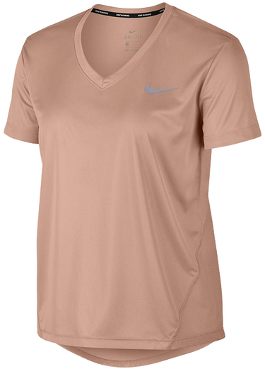 Тениска Nike Miler Dri-FIT Short Sleeve V-Neck Running T-Shirt with Mesh Panels Бежово | at6756-605, 0