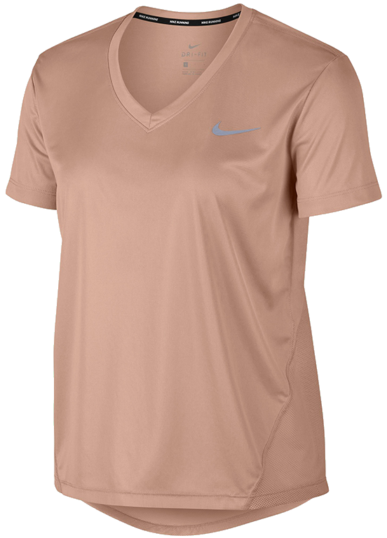 Тениска Nike Miler Dri-FIT Short Sleeve V-Neck Running T-Shirt with Mesh Panels Бежово | at6756-605