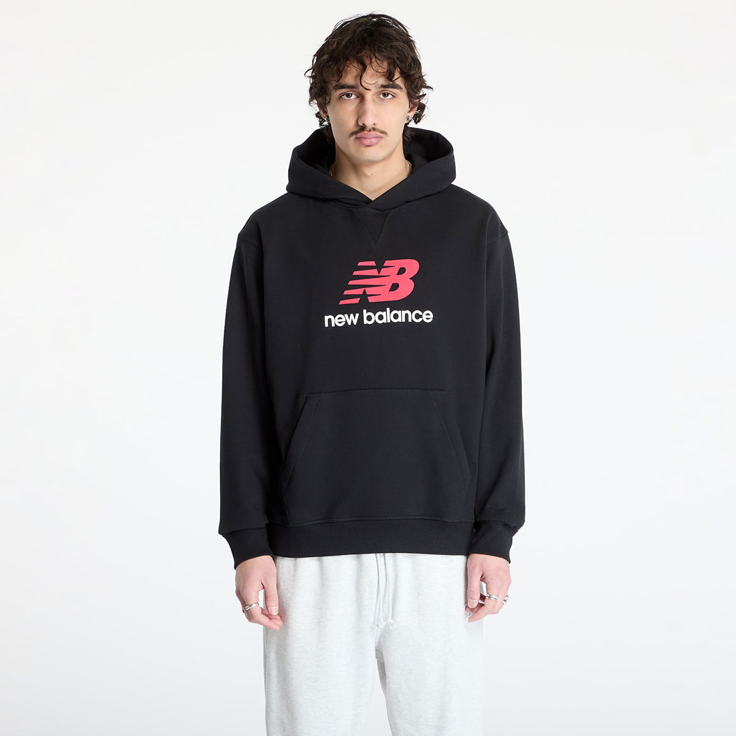Суитчър New Balance Athletics French Terry Logo Hoodie Черно | MT51512BK, 0