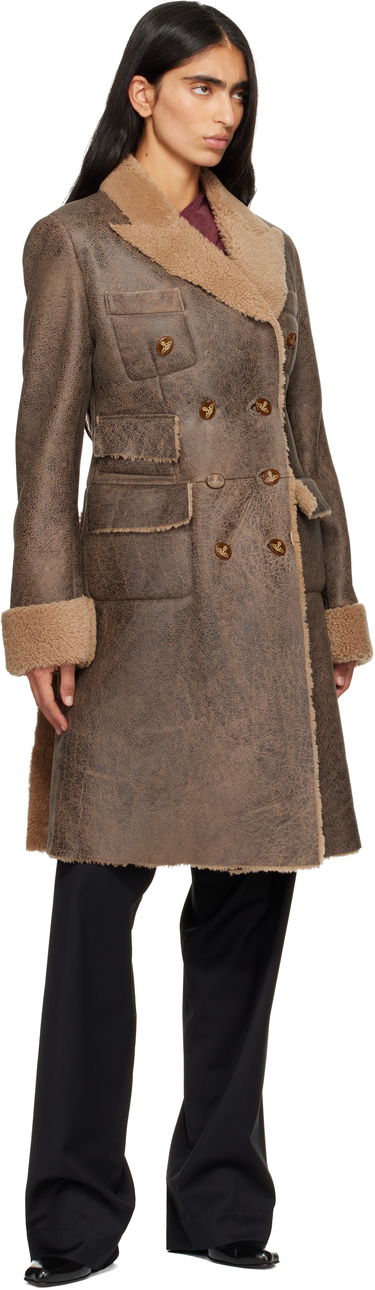 Палта Vivienne Westwood Waisted Double-breasted Shearling Coat Кафяво | 1D01000H-L00CR-, 3