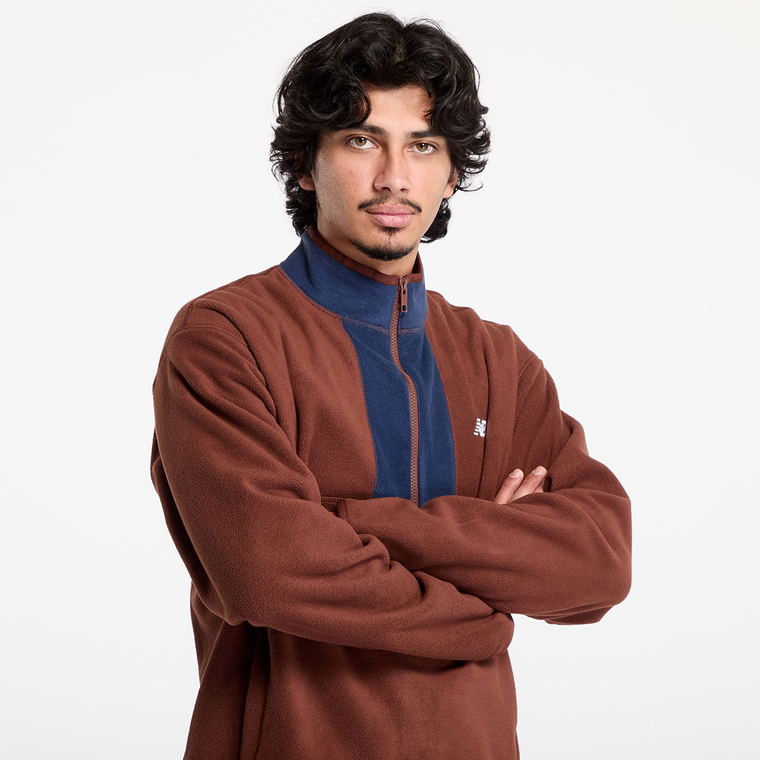 Пуловер New Balance Polar Fleece 1/2 Zip Sweatshirt Кафяво | MT43518ROK, 1