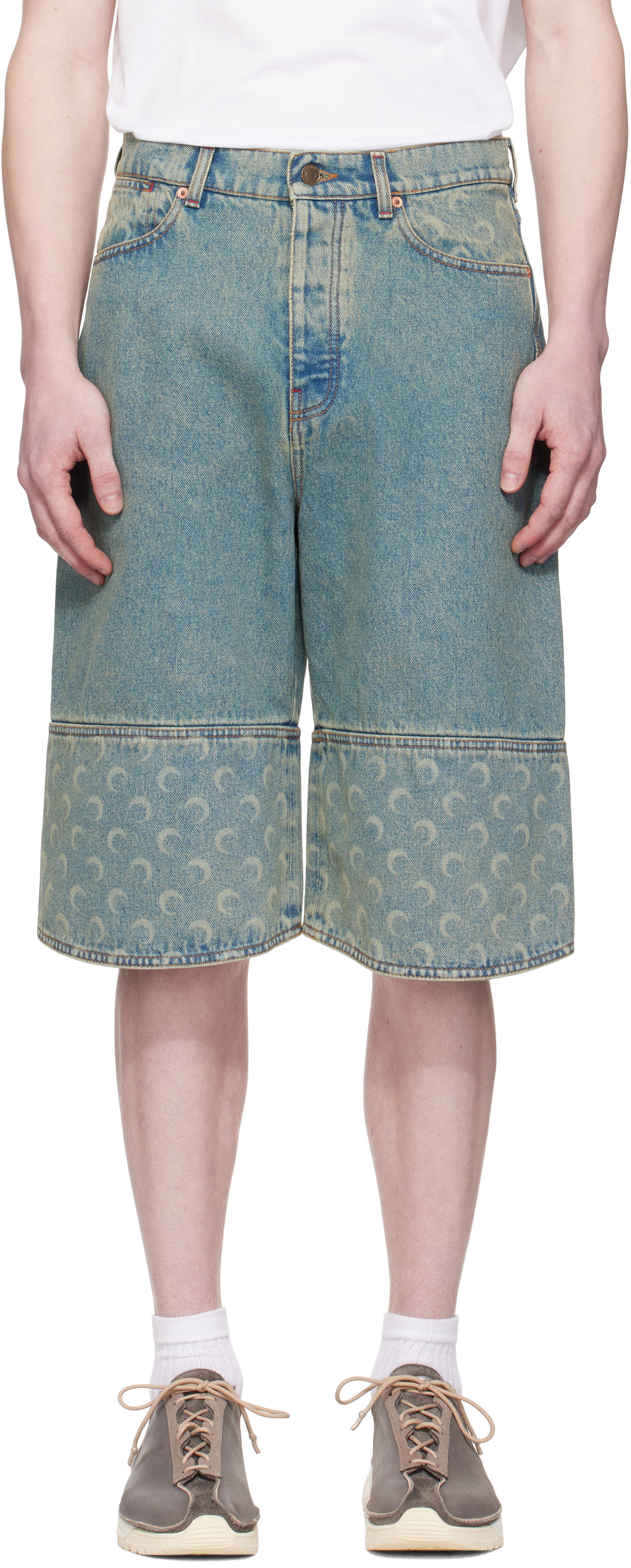 Къси панталони Marine Serre Marine Serre Moon Laser Denim Shorts Синьо | USH004A CDEN0003, 0
