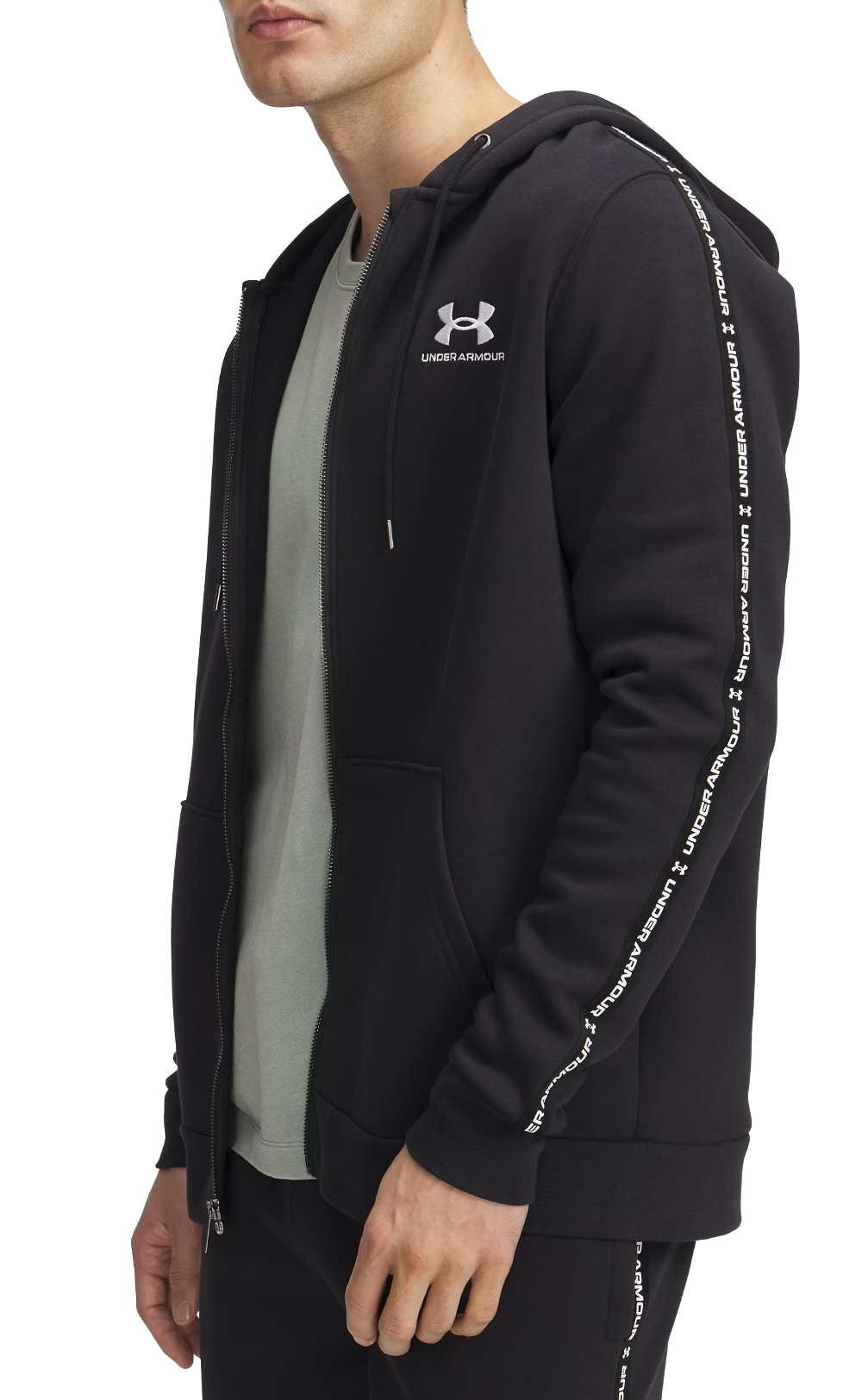 Суитчър Under Armour UA Icon Fleece FZ Taping Hoodie Черно | 1390298-001, 0