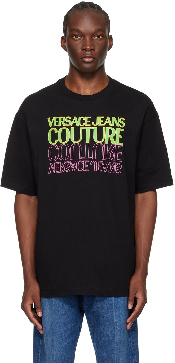 Тениска Versace Jeans Couture Upside Down T-Shirt Черно | E76GAHC01_ECJ01C