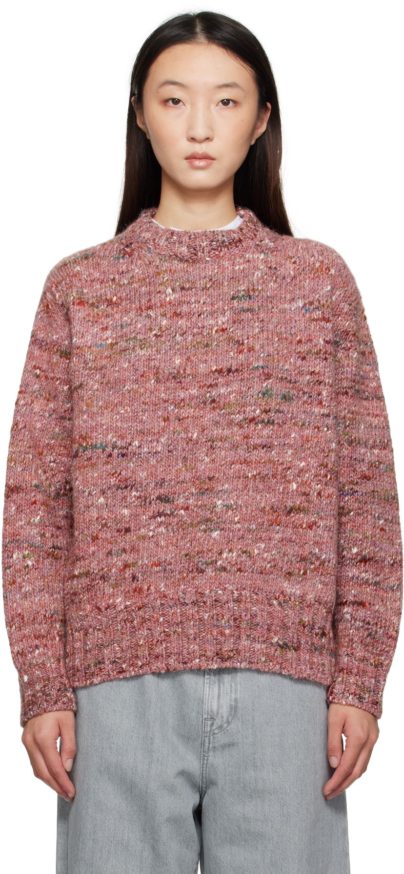 Пуловер Róhe Róhe Melange Crewneck Sweater Розово | 416-23-330