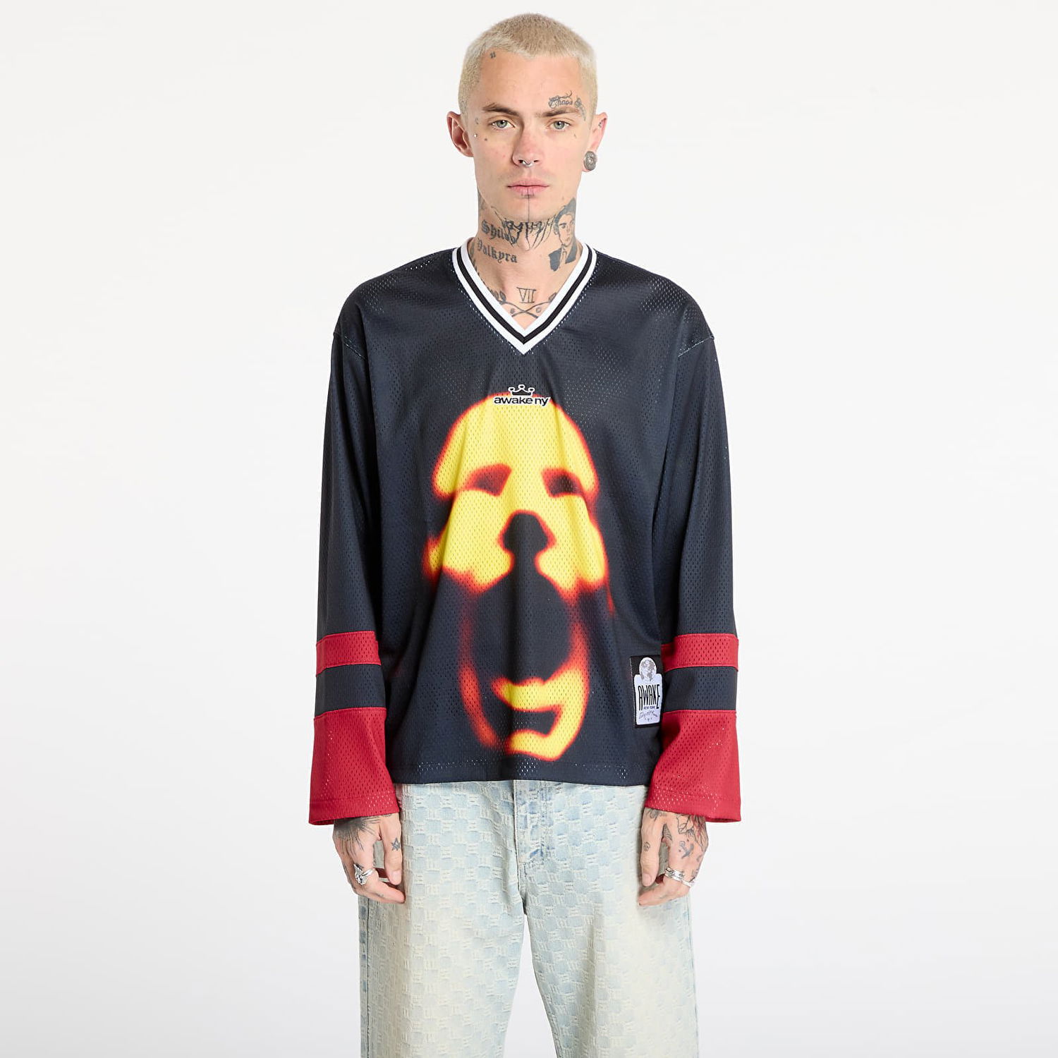 Фланелка Awake NY Mesh Hockey Jersey Face Graphic Черно | AWK-FW25-TP005-BLK, 0