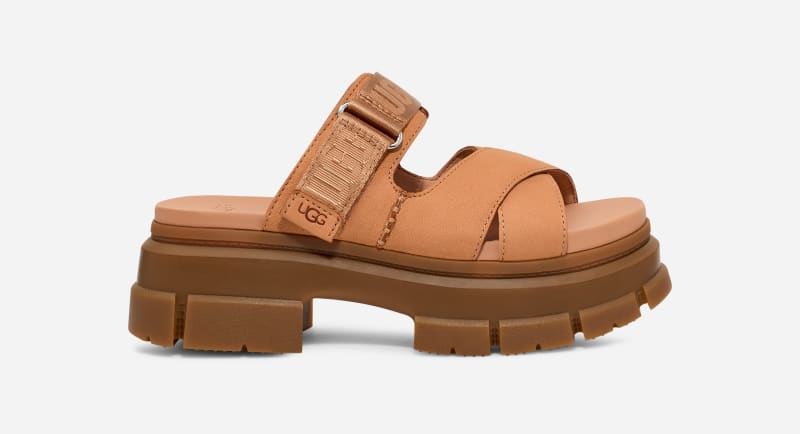 Облекло UGG ® Ashton Slide for Women in Brown, Size 5.5, Leather Тюркоазено | 1136765-TOAS, 0