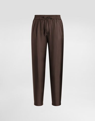 Панталони Dolce & Gabbana Dolce & Gabbana Silk Twill Jogging Trousers Кафяво | GP12QTFU10SM1213, 0