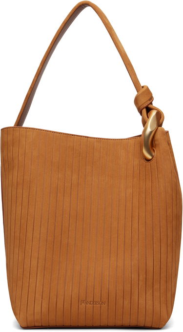 Голяма пазарска чанта JW Anderson 'The JWA Corner Bucket' Tote with Vertical Texture and Sculptural Hardware Кафяво | HB0737-LA0375, 0