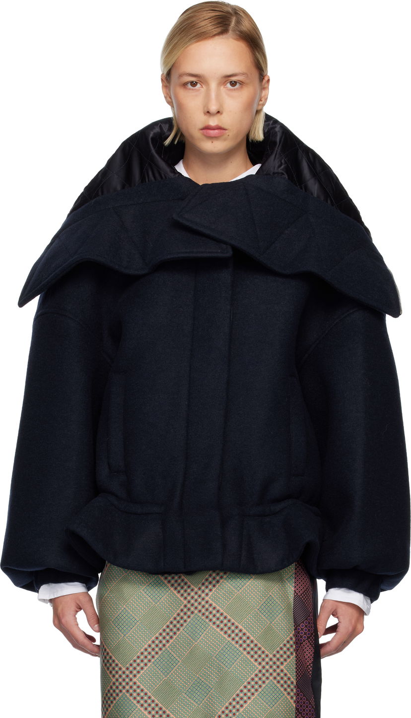 Парка Dries Van Noten Dries Van Noten Bonded Short Cape Collar Parka Тъмно синьо | 252-010526-2231