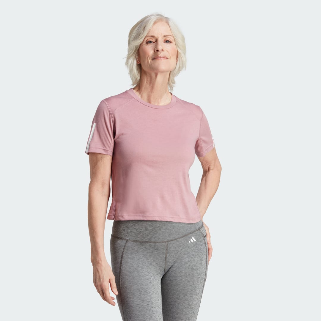 Съкратен топ adidas Originals Train Essentials Train Cotton 3-Stripes Crop Top Розово | IM5028, 1
