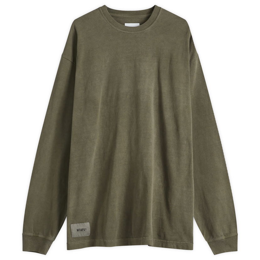 Тениска WTAPS 09 Garment Dyed Long Sleeve T-Shirt Зелено | 242ATDT-CSM09-OLV