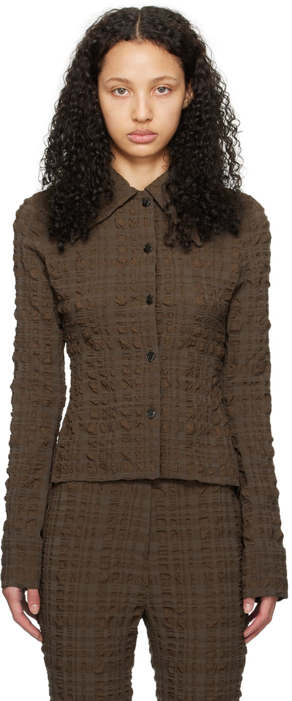 Риза Nanushka Lotte Shirt Кафяво | NW24RSSH00878, 0