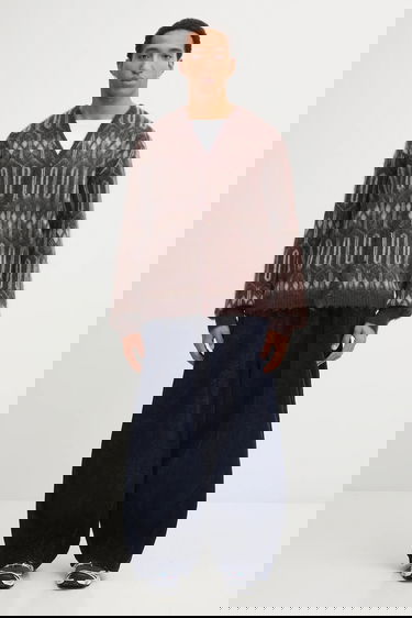 Пуловер Needles Geometric Mohair Blend Cardigan Кафяво | RW357, 4