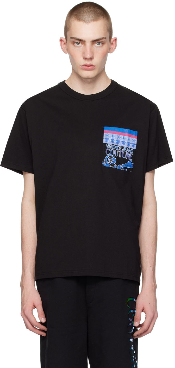 Тениска Versace Jeans Couture Black Printed T-Shirt Черно | E76GAH6RB_EJS334, 0