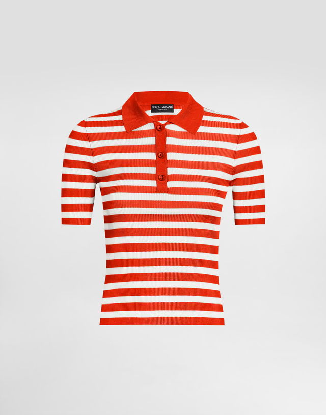 Dolce & Gabbana Striped Viscose Knit Polo Shirt