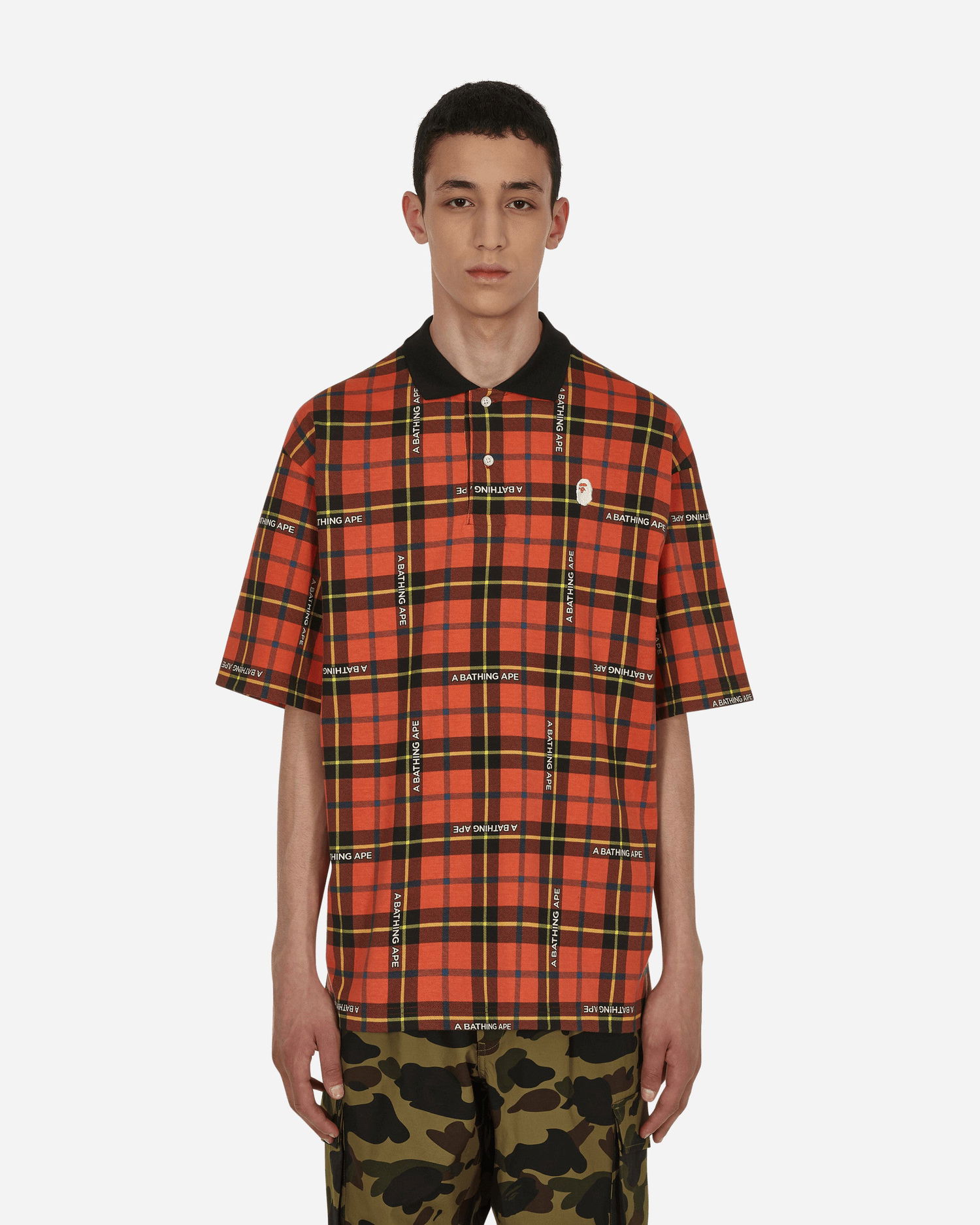 Поло тениска BAPE Logo Check Polo Shirt Оранжево
 | 1I30112002 RED, 1