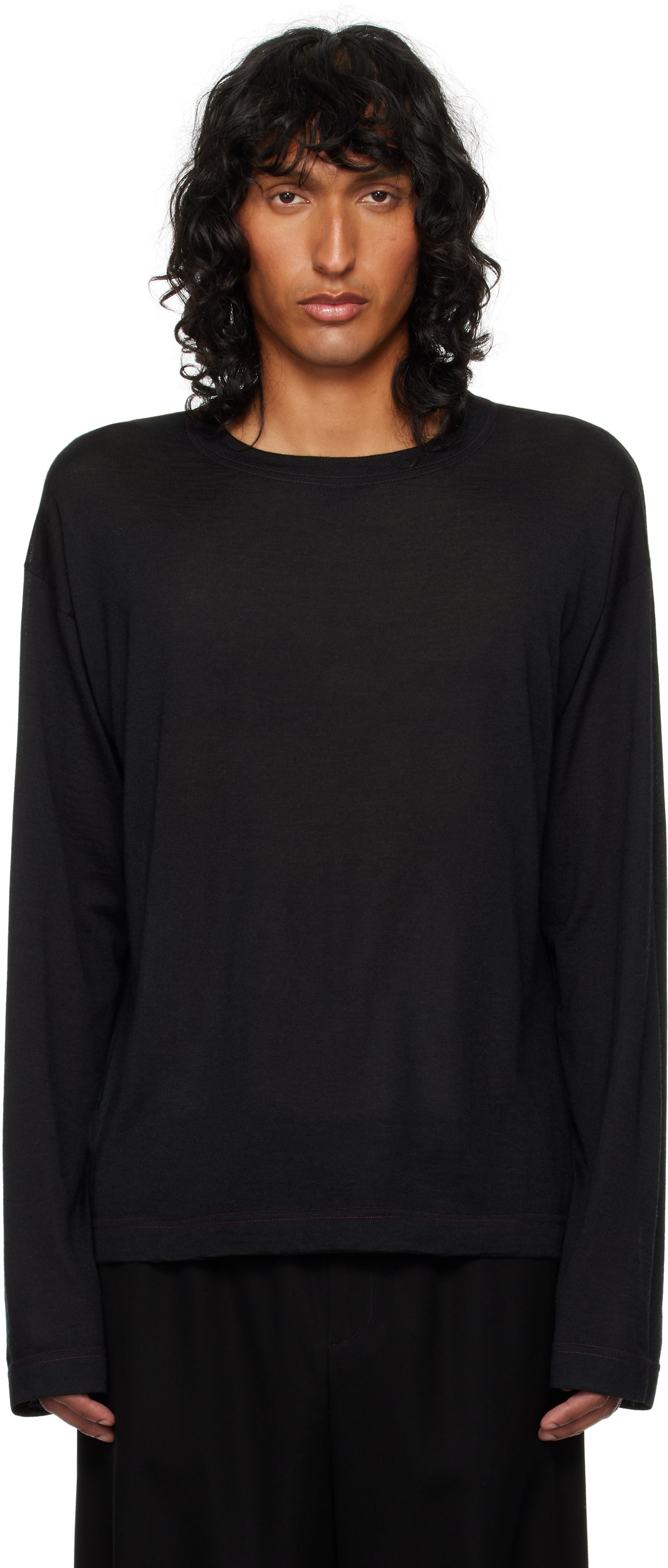 Пуловер The Row The Row Angelo Long Sleeve T-Shirt Черно | 776-Y806, 0