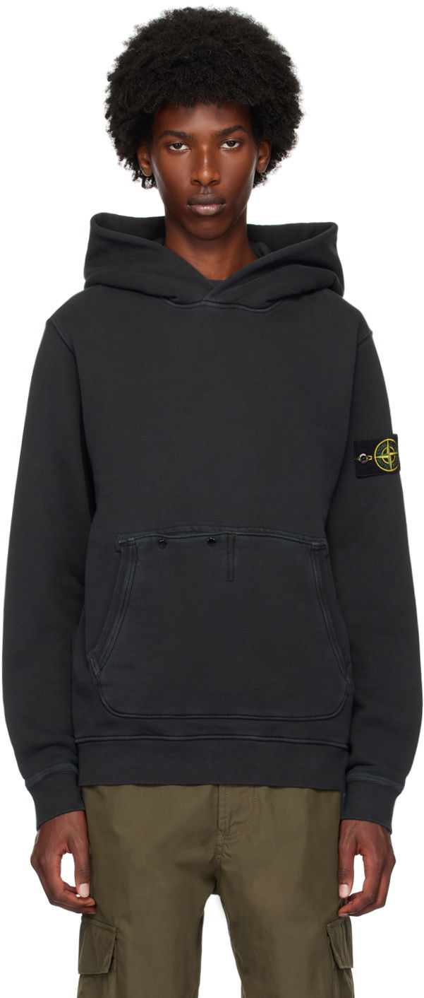 Суитчър Stone Island Black Logo Patch Hoodie Черно | 811561041, 0